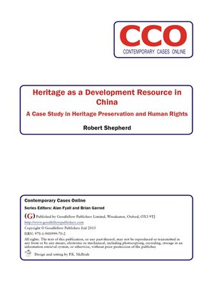 cover image of Heritage as a Development Resource in China